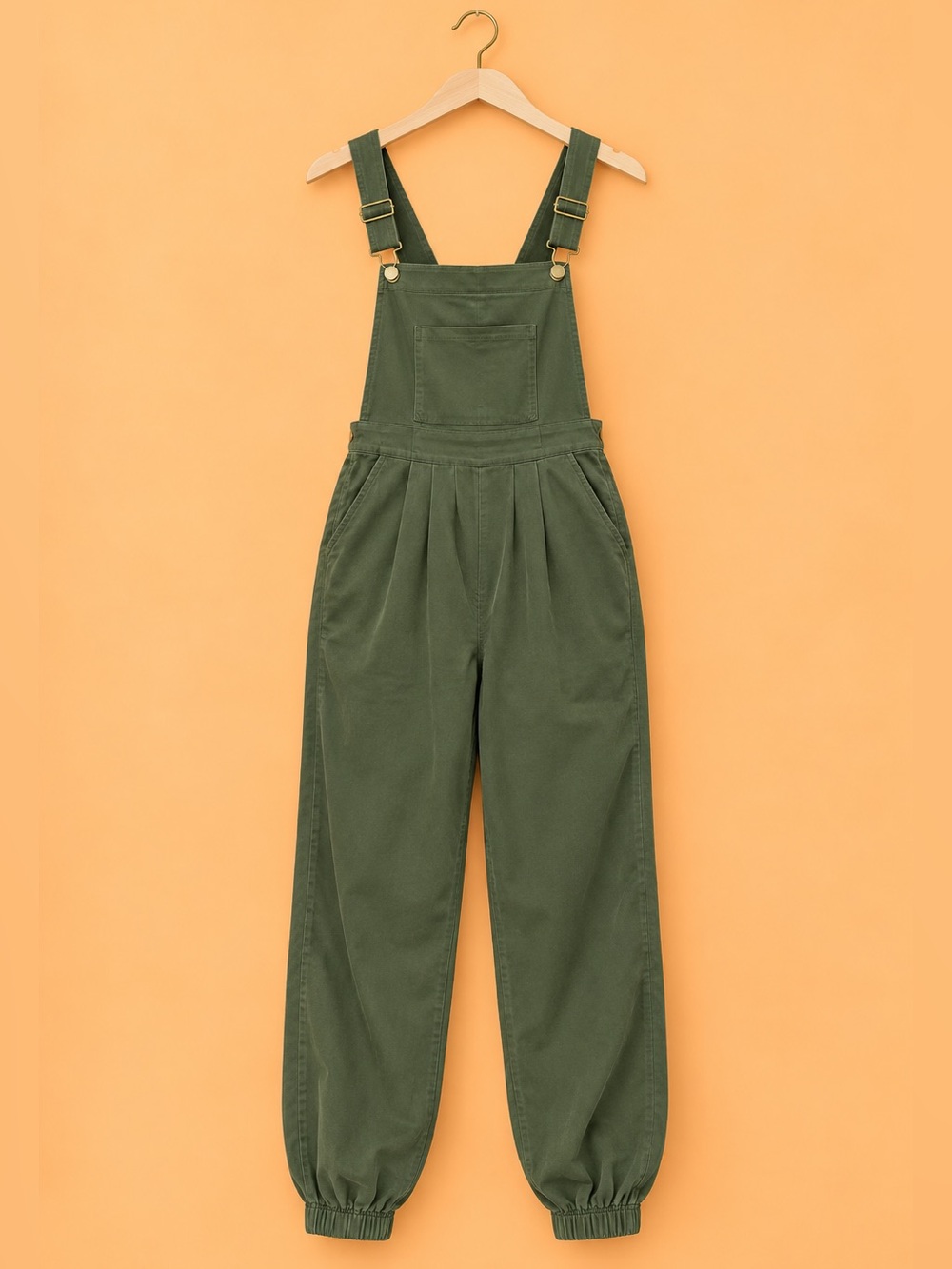 Olive Green Halara Women's Cotton Blend Overalls